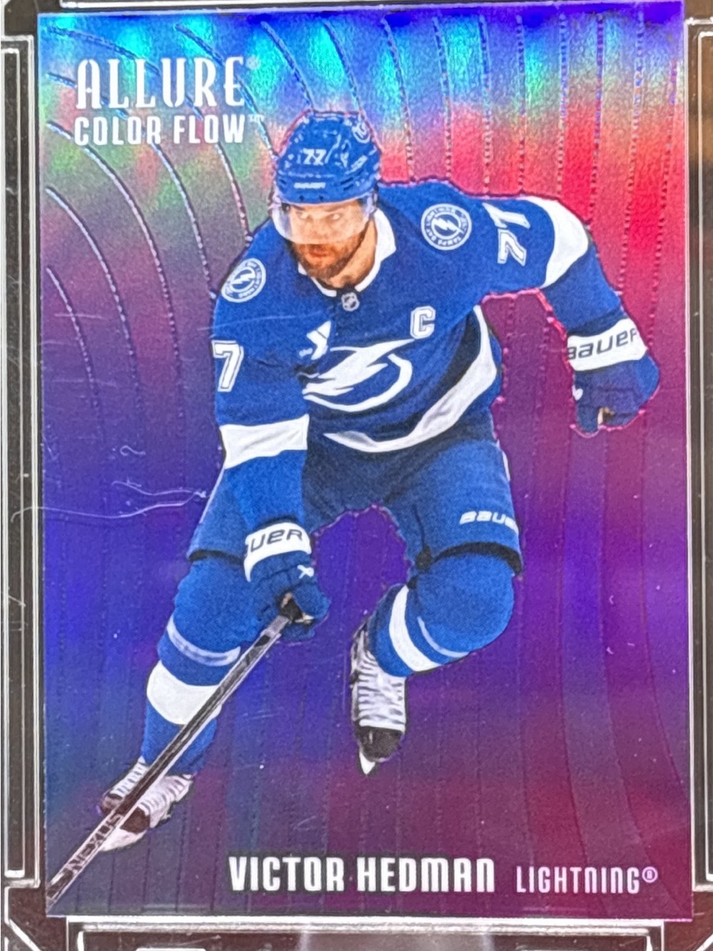 Allure Color Flow Victor Hedman Hockey Trading Card - Blue & Purple